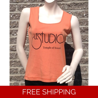 Woman Orange Tank Top Black & Blue Front Logo TOS